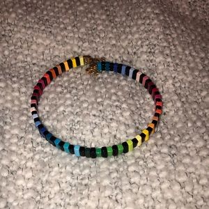 Rainbow tile choker necklace